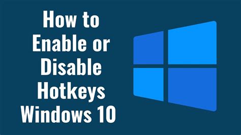 How to Enable or Disable Hotkeys Windows 10 - YouTube