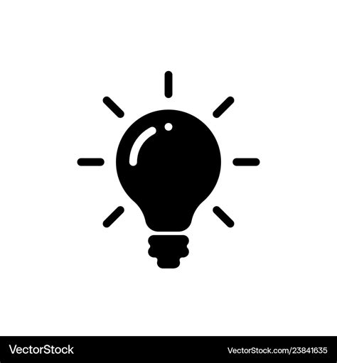 Idea bulb light icon lamp bulb black silhouette Vector Image