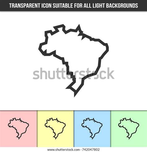 Simple Outline Transparent Brazil Country Silhouette Stock Vector (Royalty Free) 742047802