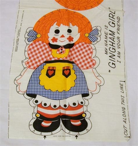 Cut Sew and Stuff Doll Fabric Panel Gingham by VintagePlusCrafts