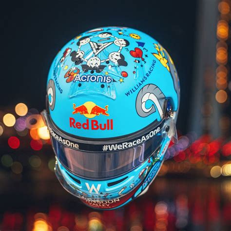 Helmet design of Alexander Albon for the Singapore GP, designed by children from Wat Sakraeo ...