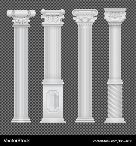 Realistic white antique roman column isolated on Vector Image