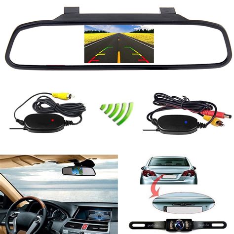 Podofo Wireless Car Backup Camera Kit 4.3" Mirror Monitor Waterproof ...