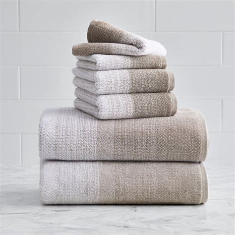 Taupe Splash/Arctic White Heathered 6 Piece Bath Towel Set, Better Homes & Gardens Thick and ...