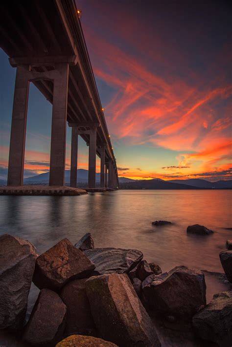 Sunset Under Tasman Bridge, Hobart | Hobart, Hobart australia, Tasman