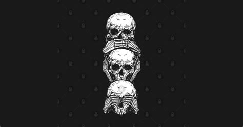 3 Skulls see no evil hear no evil speak no evil biker rock metal music ...