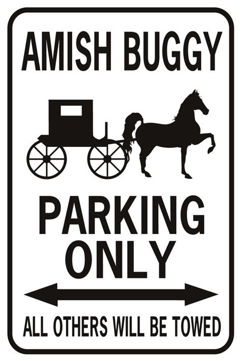 Amish Buggy Parking Sign black - World Famous Sign Co.