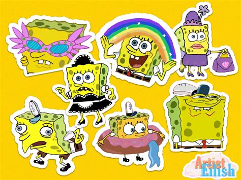 Spongebob mini pack stickers meme nostalgic tv childhood | Etsy