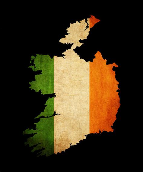 Ireland grunge map outline with flag Photograph by Matthew Gibson ...