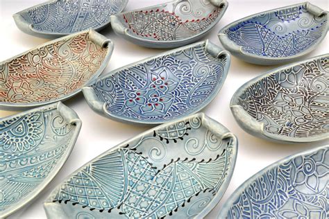 Handmade Ceramic bowls Unique Indian Paisley texture pattern