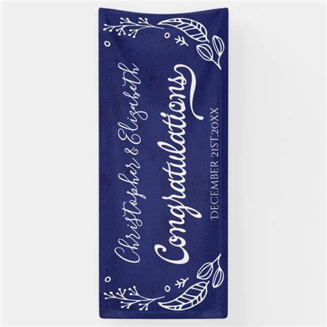 Blue White Elegant Chic Wedding Congratulations Banner | Zazzle | Chic wedding, Wedding ...