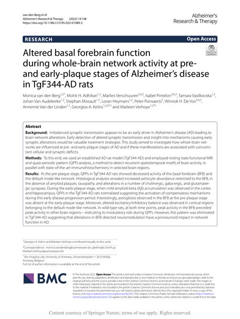 (PDF) Altered basal forebrain function during whole-brain network activity at pre- and early ...