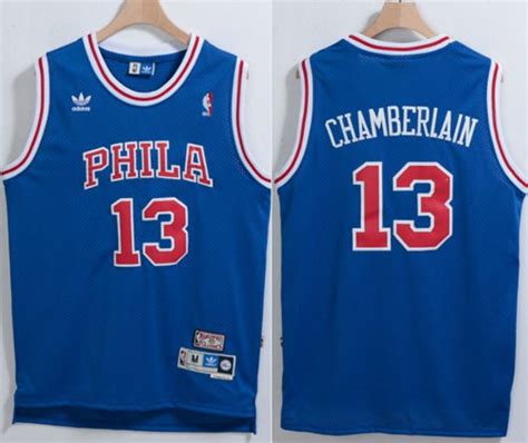 76ers #13 Wilt Chamberlain Blue Throwback Stitched NBA Jersey ...