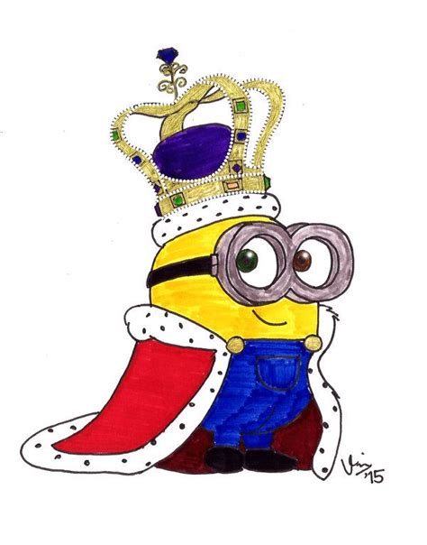 a drawing of a minion wearing glasses and a crown on top of his head