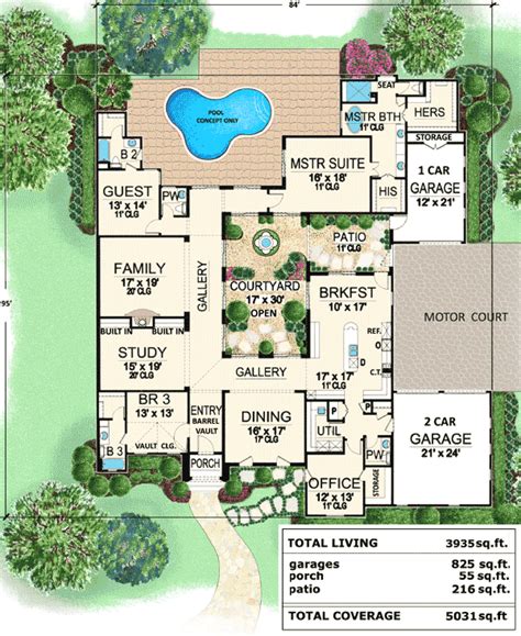 Plan 36118TX: Central Courtyard Dream Home | Courtyard house plans, Center courtyard house plans ...