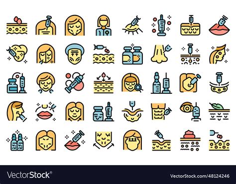 Botox icons set flat Royalty Free Vector Image