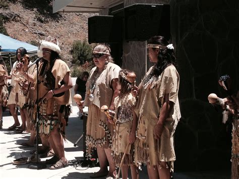 The Gabrieleno-Tongva San Gabriel Band of Mission Indians performing a song at the Native ...