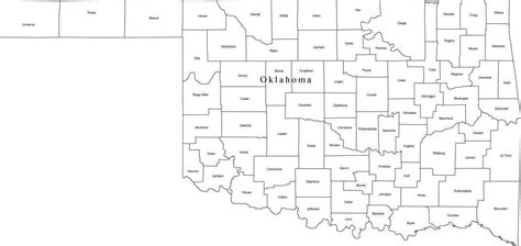 Black & White Oklahoma Digital Map with Counties