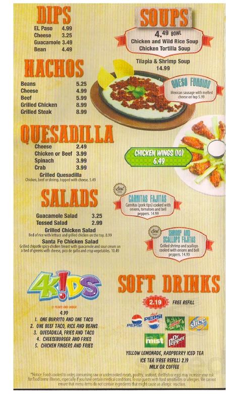 Don Patron Mexican Grill menus in Weston, West Virginia, United States