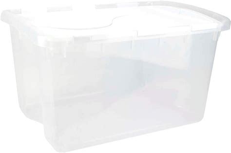 Sterilite 48 Quart Multipurpose Clear Base Storage Box Tote Containers with Reliable Hinged Lid ...