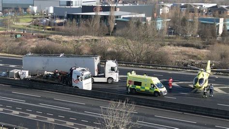 M1 in West Yorkshire was closed southbound after three-lorry crash ...