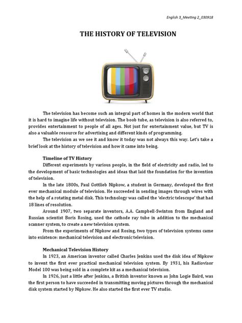 The History of Television | PDF | Television | Telecommunications