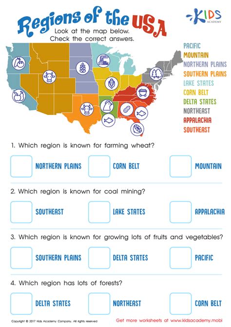 Printable 5 Regions Of The United States Worksheets