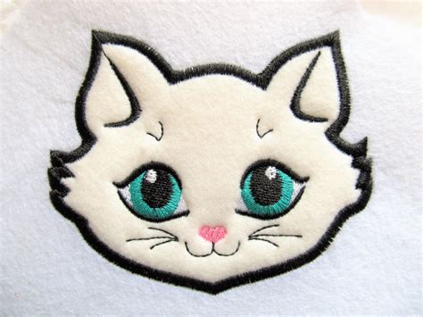 Cat Face Embroidery Pattern - Kitty Cat Face Embroidery Design Instant ...