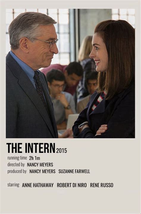 the intern movie poster with an older man and young woman talking to each other in front of a ...