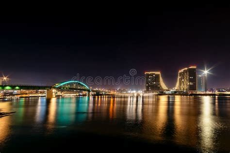 Belgrade Waterfront on the Sava River. Panorama of Belgrade by Night ...