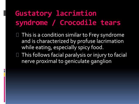 Crocodile Tears Syndrome Treatment - Captions Profile