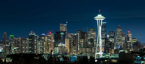 Download Glowing Space Needle Washington Seattle Skyline Wallpaper ...