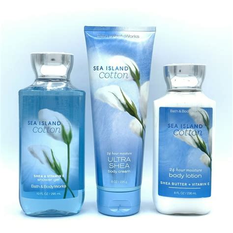 Bath and Body Works Sea Island Cotton Shower Gel, Body Cream and Body Lotion 3-Piece Bundle ...