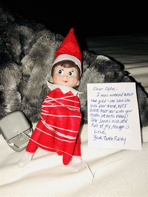 2020 Elf on the Shelf tooth fairy prank with dental floss | Elf on the shelf, Elf fun, Tooth fairy