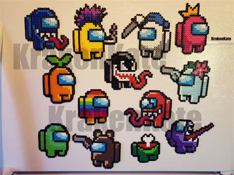 Among Us Imposter Crewmate Perler Bead Magnet Set of 13 | Etsy