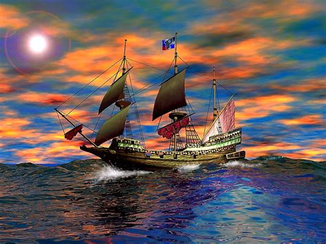 Graphic Art, Digital Art, Sailing Ship background 🔥 TOP Free pictures
