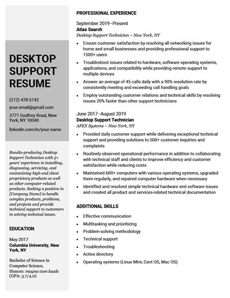 Desktop Support Resume - Examples & Writing Tips