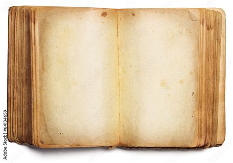 old book open blank pages, empty yellow paper isolated on white Stock Photo | Adobe Stock