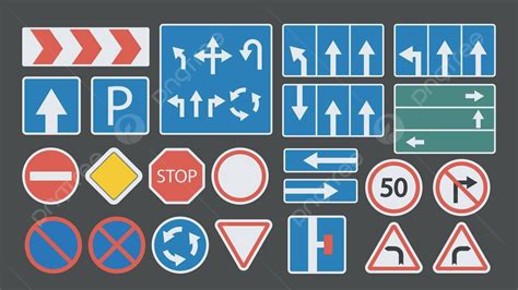 Colorful Flat Design Road Signs Big Set Information Highway Symbol ...