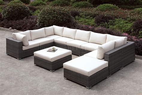 Somani CM-OS2128-1 10Pc Outdoor Patio Sectional Sofa w/Ottoman