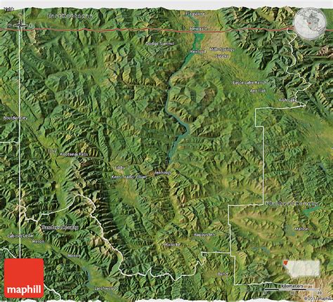 Satellite 3D Map of Lincoln County