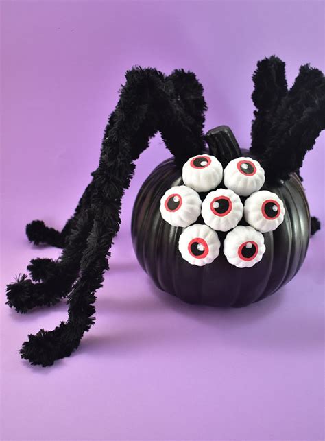 Leave the knife and make this adorable no-carve spider pumpkin that is easy enough for kids but ...