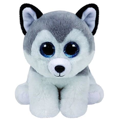 Pyoopeo Ty Beanie Babies 10" 25cm Buff the Grey Husky Plush Medium Soft Stuffed Animal ...