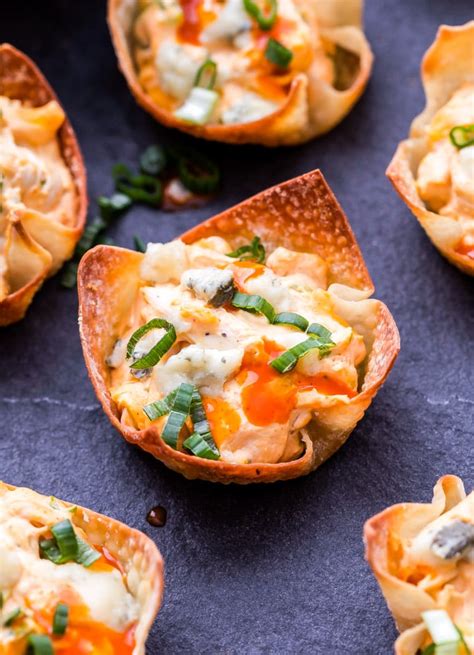 Baked Buffalo Chicken Wonton Cups - Recipe Runner