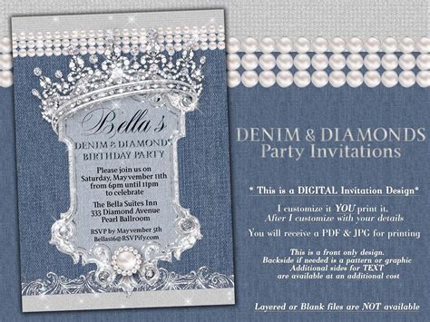 Denim And Diamonds Invitation Templates • Business Template Ideas