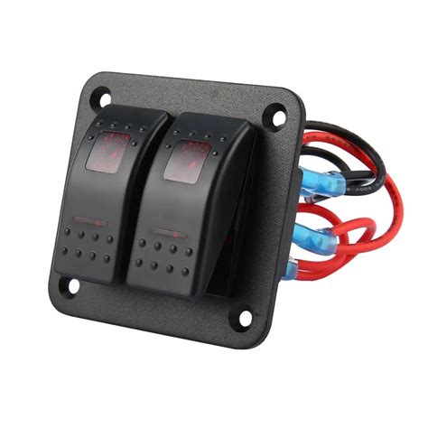 DC 12V 24V 2 Gang Rocker Switch Panel Dual LED Waterproof Rocker Switch Control Panel Circuit ...