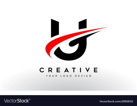 Black and red creative u letter logo design Vector Image