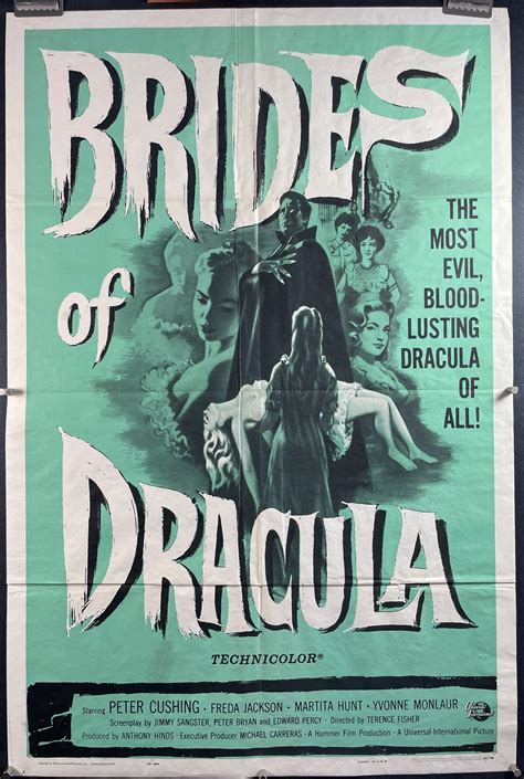 BRIDES OF DRACULA, Original Hammer Horror film poster starring Peter ...