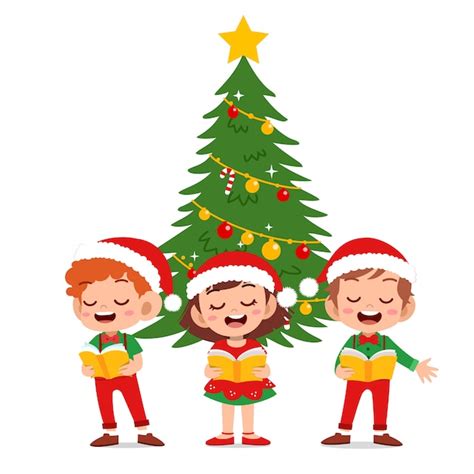 Happy kids christmas sing musical Vector | Premium Download