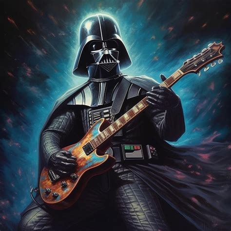 Premium AI Image | darth vader playing a guitar in a dark background ...